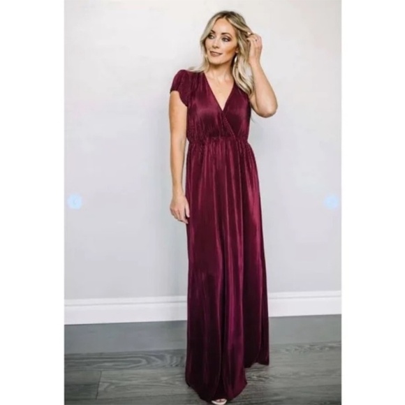 Baltic Born Athena Pleated Velvet Maxi Dress XXXL Short Sleeve Bridesmaid Boho - Picture 2 of 13